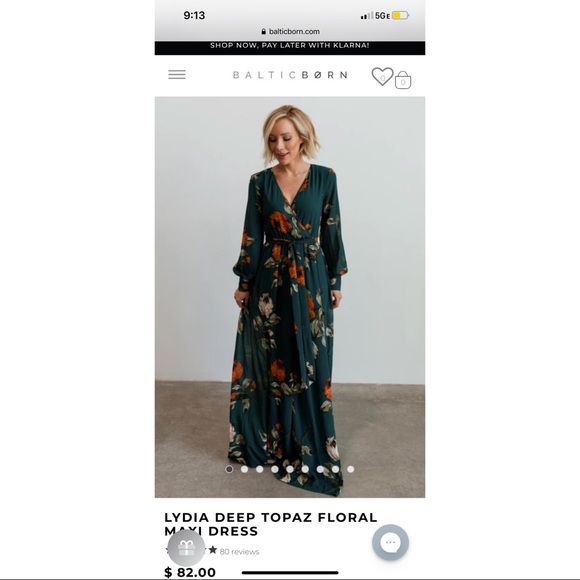 Lydia Deep Topaz Floral Maxi Dress 